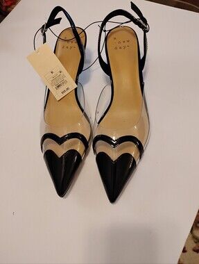 a new day Black and Clear Pointed Toe Slingback Heels
